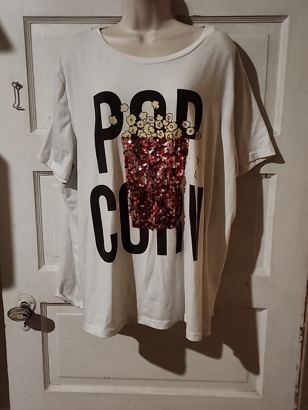 Shein Sequined Short Sleeve Popcorn Top 3XL